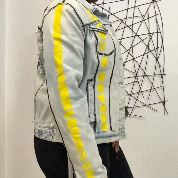 Custom Steelers Women's Embellished Denim Jacket - Picture 5 of 6